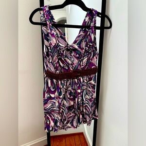 Purple and Pink Patterned Sleeveless Top